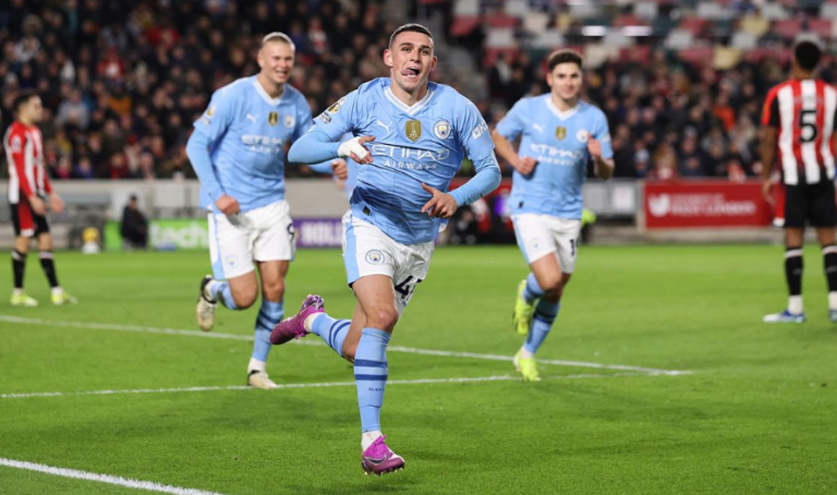 Foden’s hat-trick moves Manchester City two points clear at the top of the Premier League.